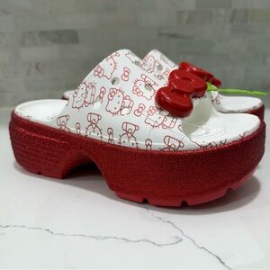 CROCS White & Red Hello Kitty Platform Clogs these running more closer to 10.5